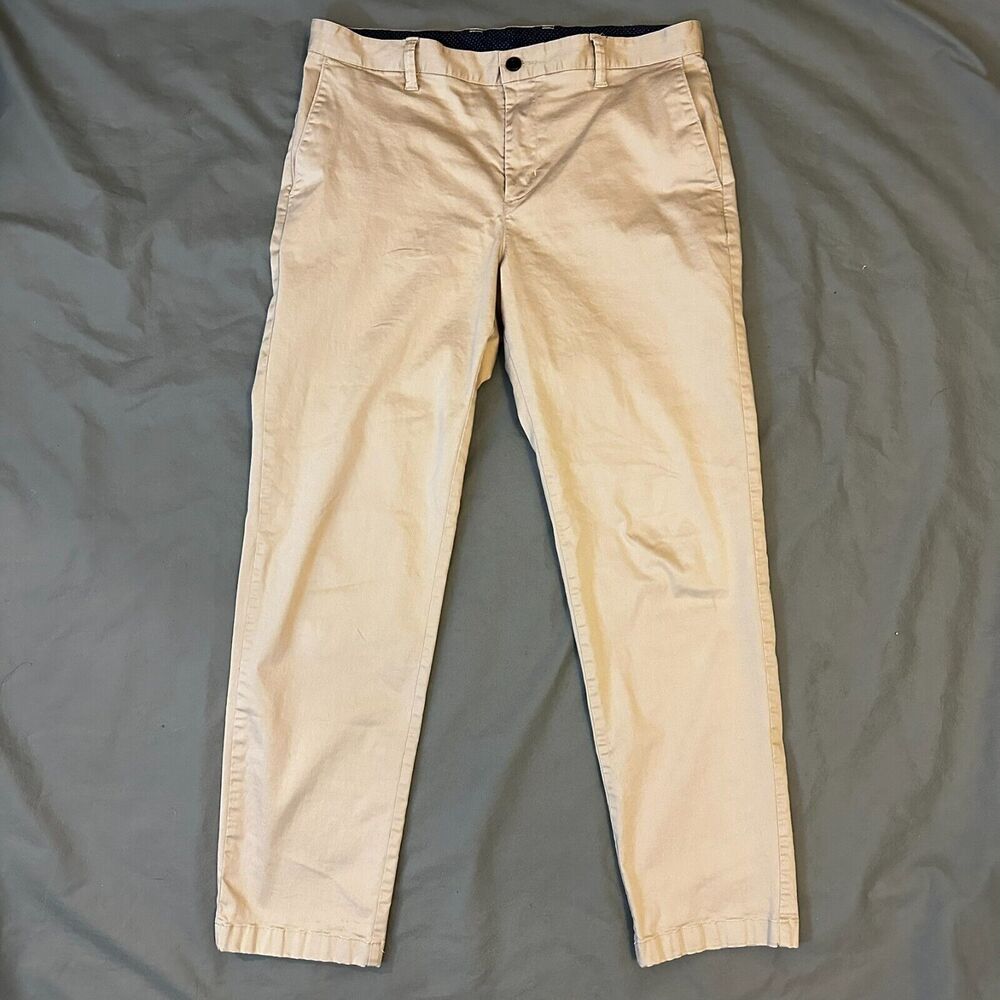 The Savile Row Chino Pants Mens Flex Actual 36x31 Beige Khaki Stretch